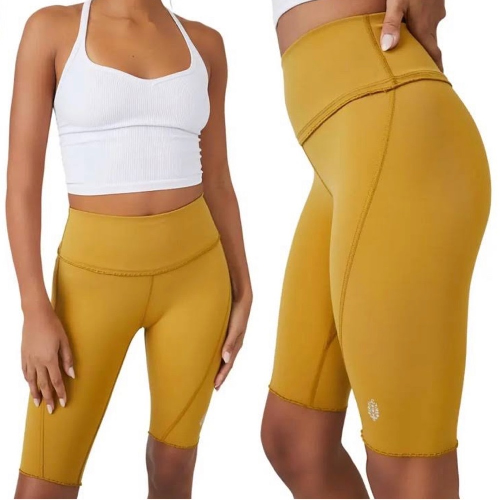 Free People Movement by FP knee length mustard yoga shorts